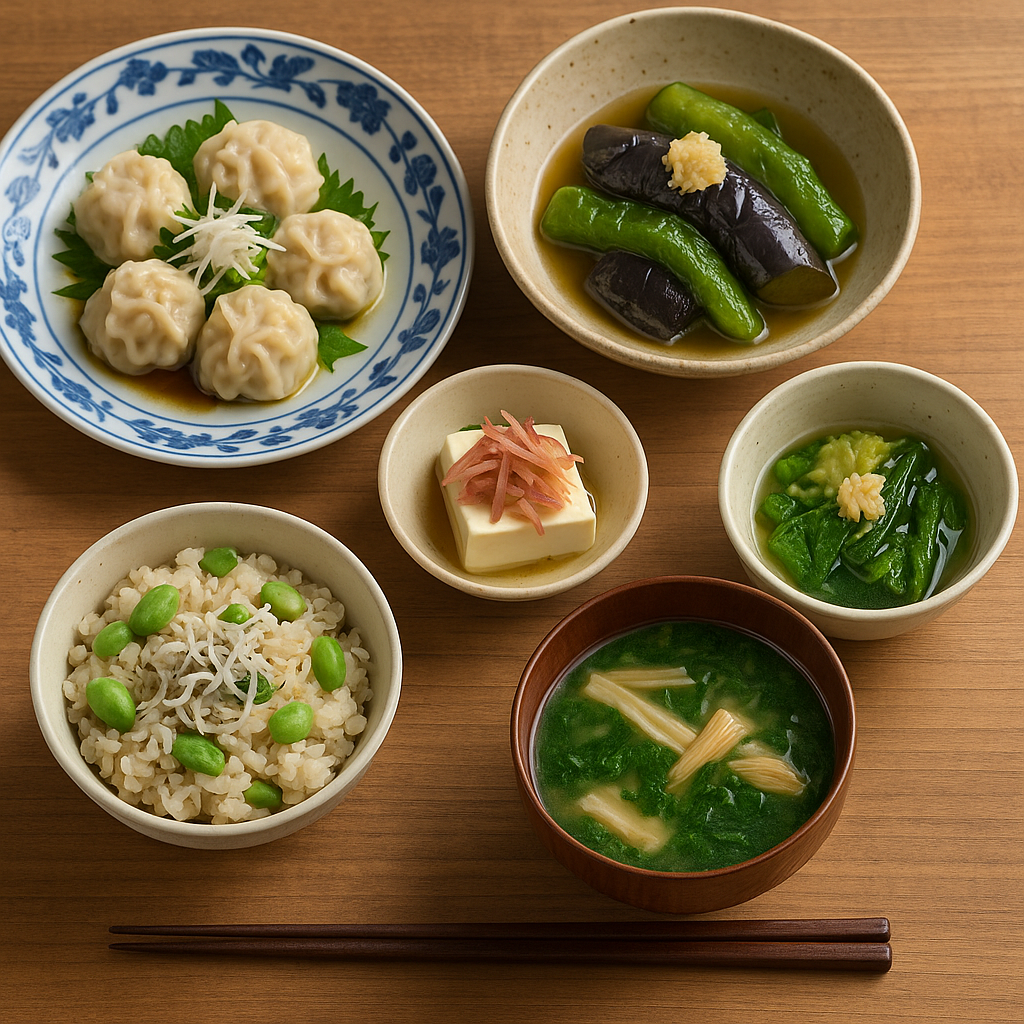 「半夏生の涼彩膳 – 餃子と野菜の香りを楽しむ」